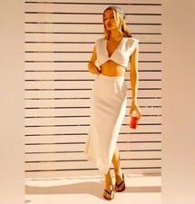 Anthropologie Side-Slit Midi Skirt Gold Metallic Sz Medium NWT 78
