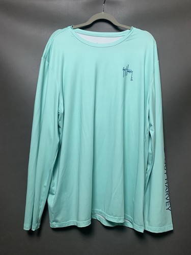 Guy Harvey Fishing Shirt Teal Blue Swordfish Sleeve L/S Crewneck, Men's XXL - Picture 6 of 16