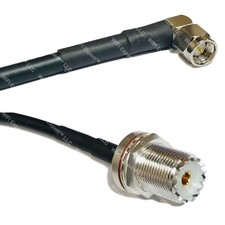 LMR200 Silver SMA MALE ANGLE to UHF Female BULKHEAD Coax RF Cable USA Lot