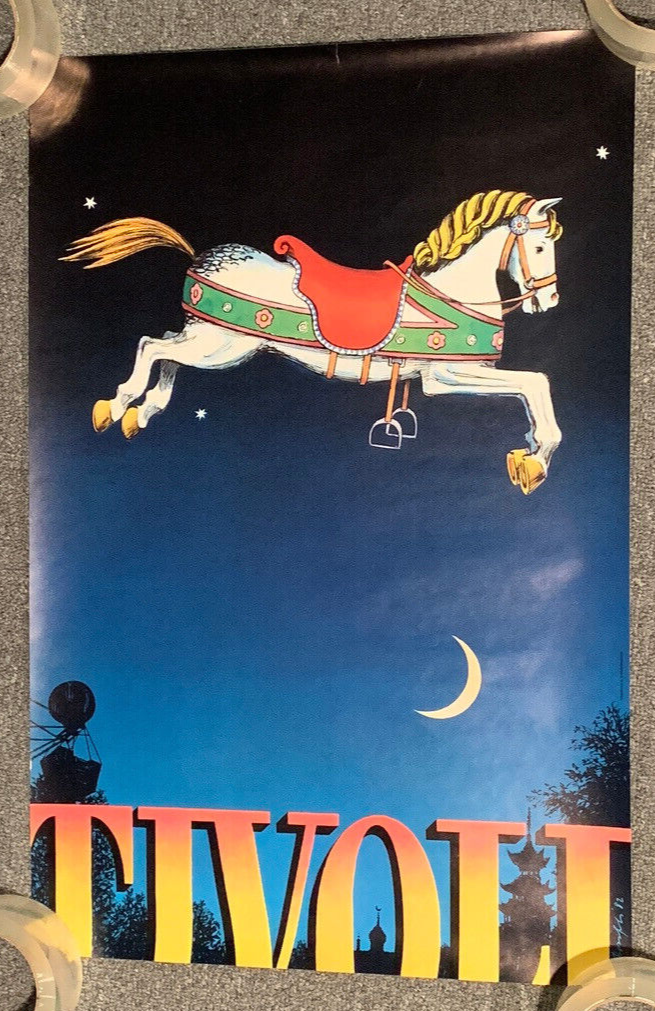 Tivoli Gardens Bo Bonfils Carousel Horse Poster 1982 Copenhagen