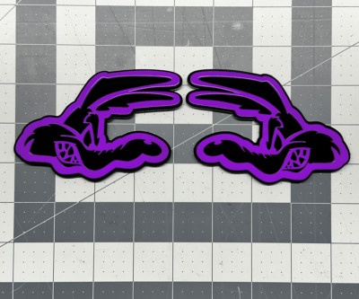 Racing Coyote Emblem Badge Set Of (2) Purple / Black Racing Fender Badges