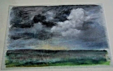 Franz Ehmke*1928 -2018 DDR Painter Thunderclouds over Rye Field Innschönfließ