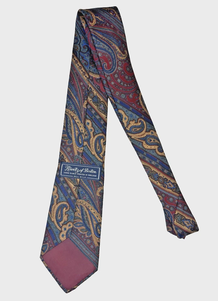 Corbata de seda para hombre Rivetz of Boston vintage años 80 3"x59" usada en excelente estado Foto 3 de 3