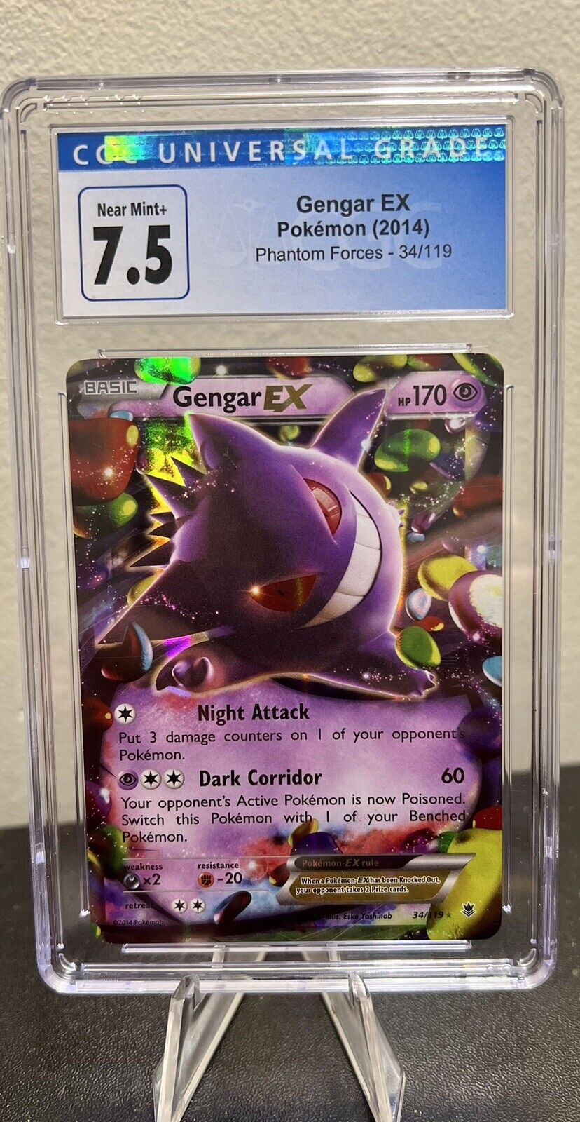 Gengar EX 34/119 XY Phantom Forces 2014 Pokémon CGC 7.5