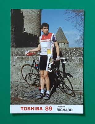 CYCLING cycling card THIERRY RICHARD team Toshiba 1989 Signed