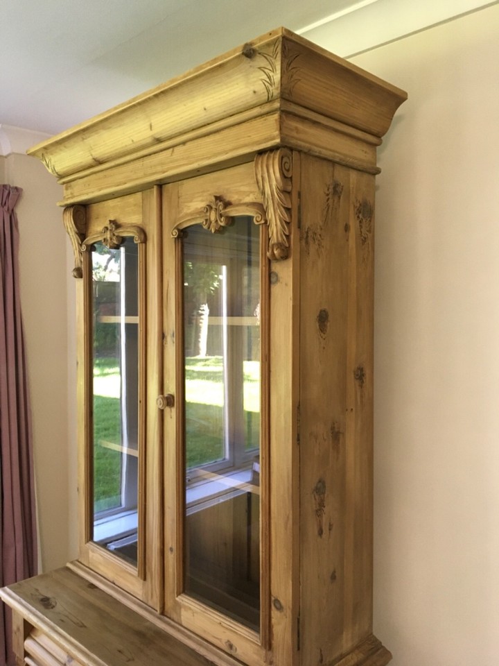 antique pine wall with glass display. eBay