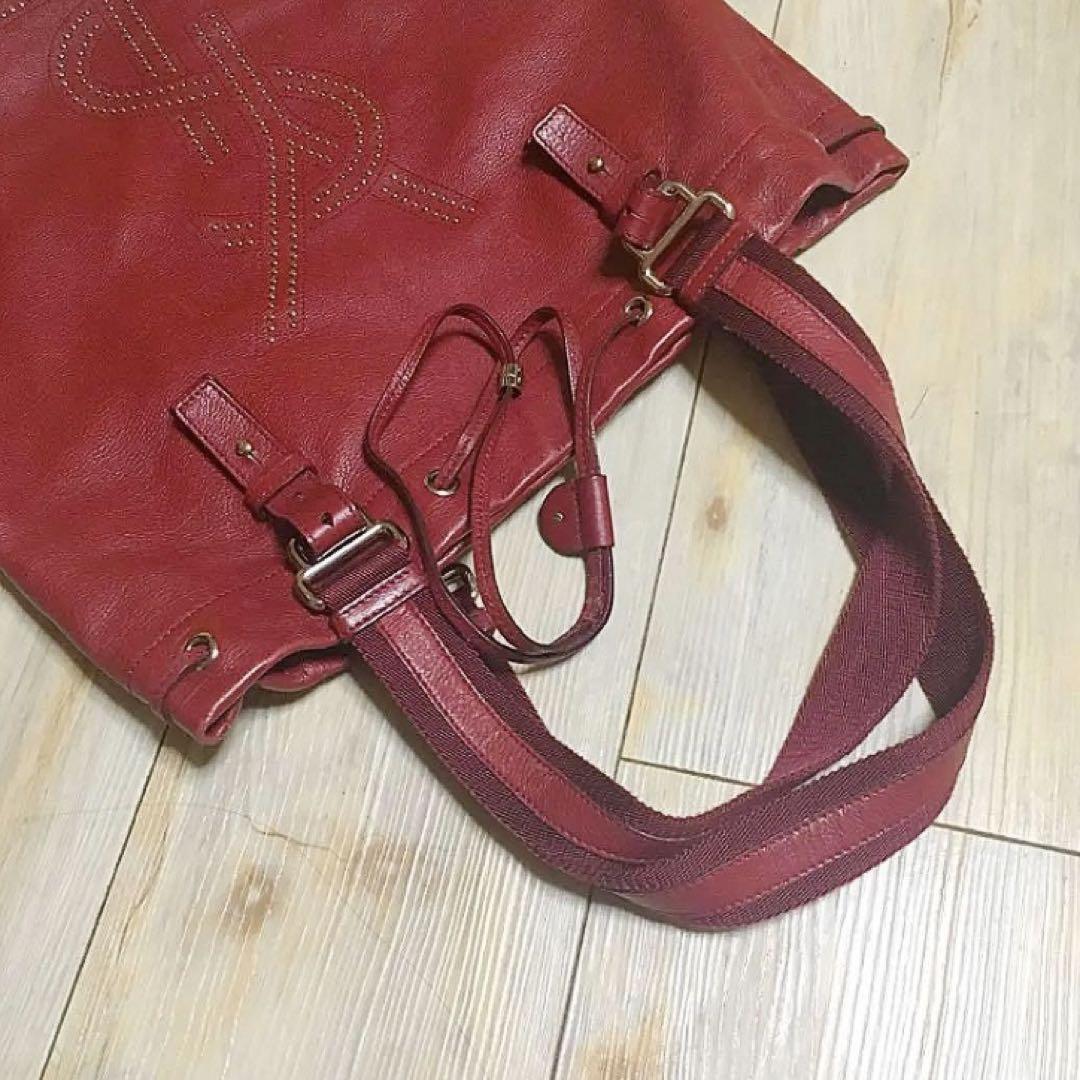 Borsa tote YSL Yves Saint Laurent vera pelle borchie rossa Kahala rara