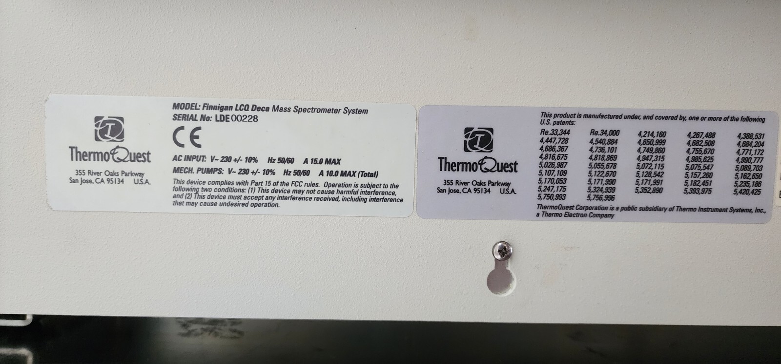 Thermo Finigan LCQ  Spectrometer and Spectrophotometer