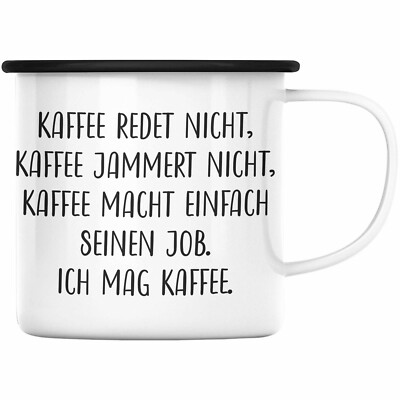 Trendation - Lustige Emaille Tassen KaffeeEmaille Tassen mit Spruch Kaffee Redet