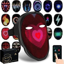 Face Light up Led mask w/ Bluetooth Programmable for Masquerade Party cosplay