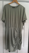 EXPRESS Green Ruched Drawstring Dolman Cuffed Short Sleeve Dress-Size XL-NEW