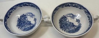 2 Royal Tudor Ware Olde England Pattern Twin-Handle Soup Bowls