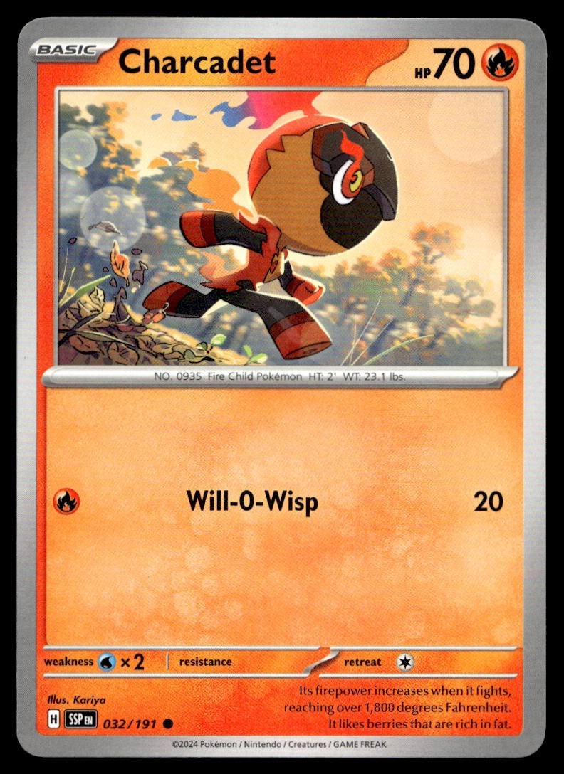 Charcadet 32/191 Pokemon Card Surging Sparks Common 70 HP Near Mint AB