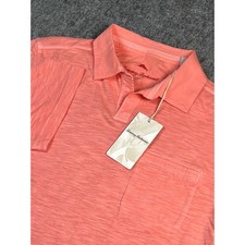 Tommy Bahama polo shirt Men medium Coral Pink Cotton SS Resort Vacation New