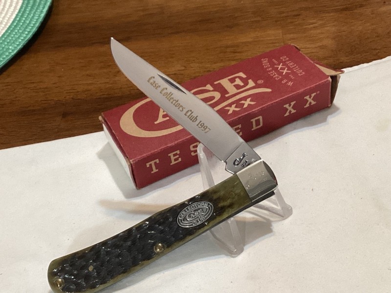 Case Collector Club Barehead single blade Trapper Knife, green bone Unused 