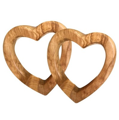 Doerfeel 8CM Jointed Hearts made of Olive Wood, Wooden Hearts Decoration, Wooden Handc...
