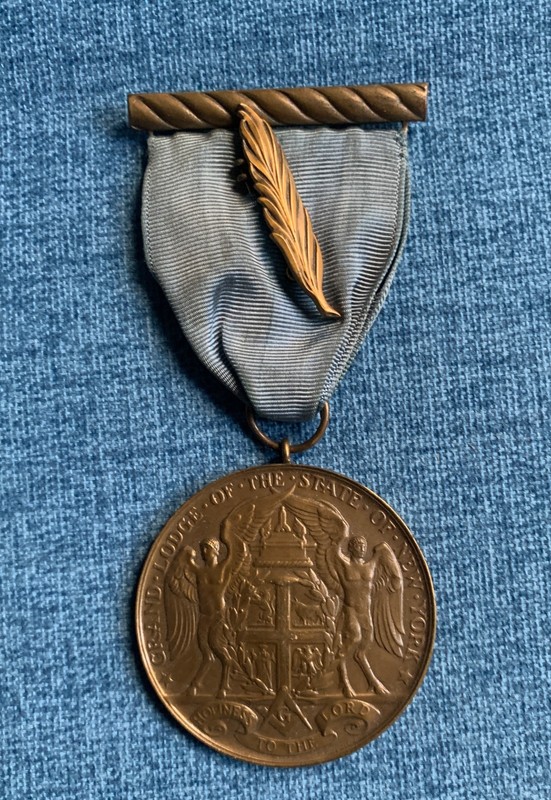 Named 50 Year Service Masonic Grand Lodge of New York Medal 1905 