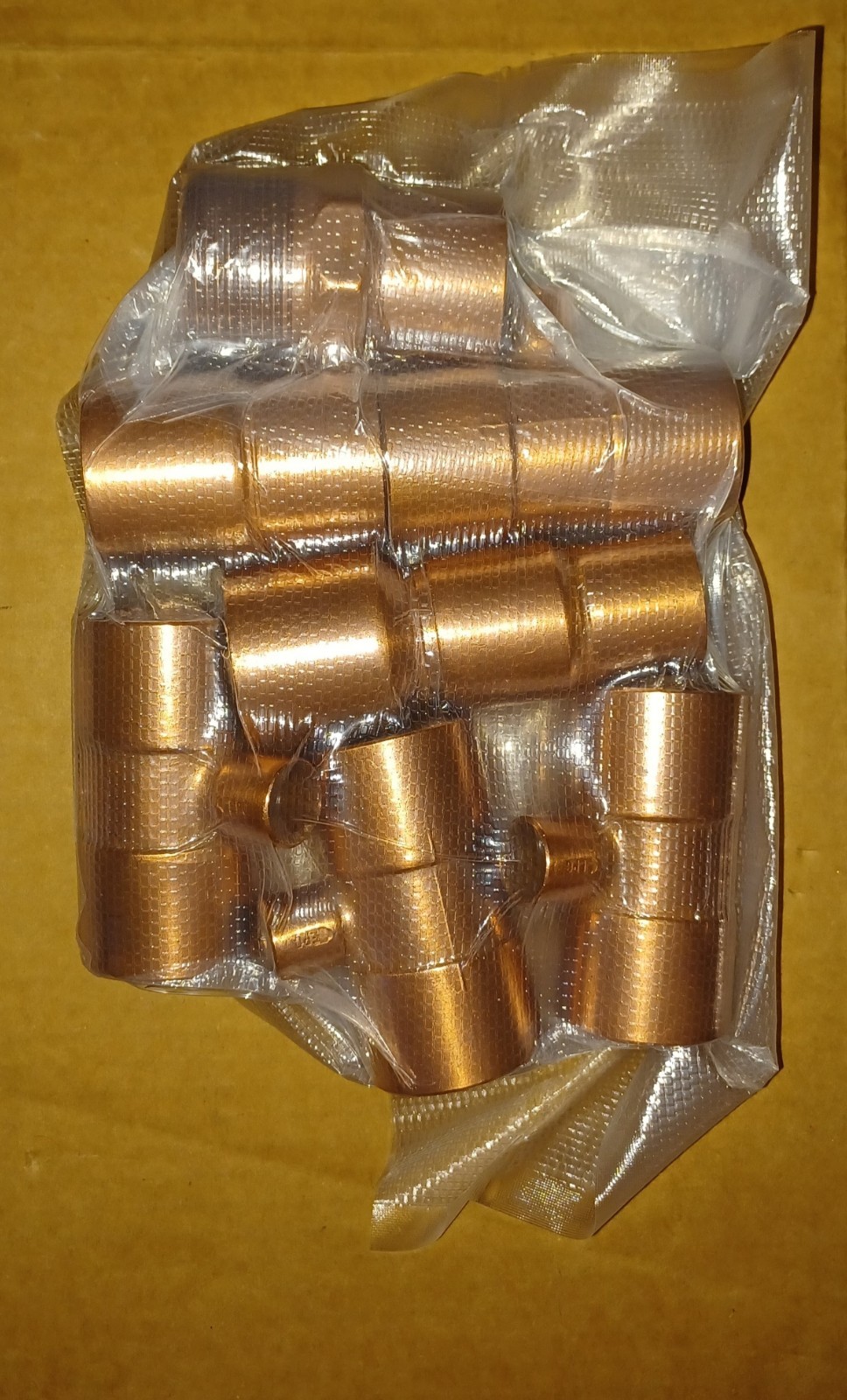 1-1/4" and 1-1/2" copper sweat pipe fittings lot. Unused, retired from business.