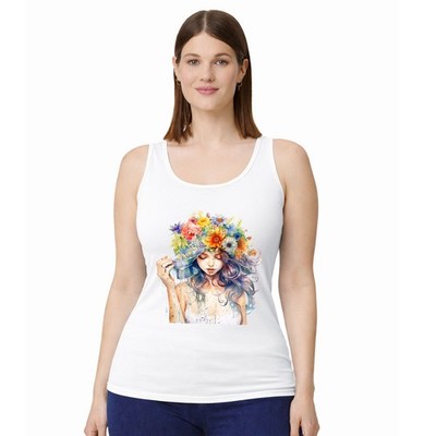 Aquarell Blume Krone Damen Trägershirt Tank Top Blumen Boho Geschenk für Sie