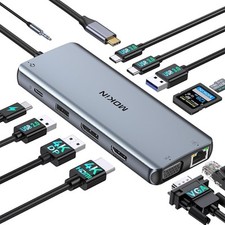 MOKiN 12-in-1 USB C Dock Hub Docking Station Dual Monitor, Station 3 Monitors