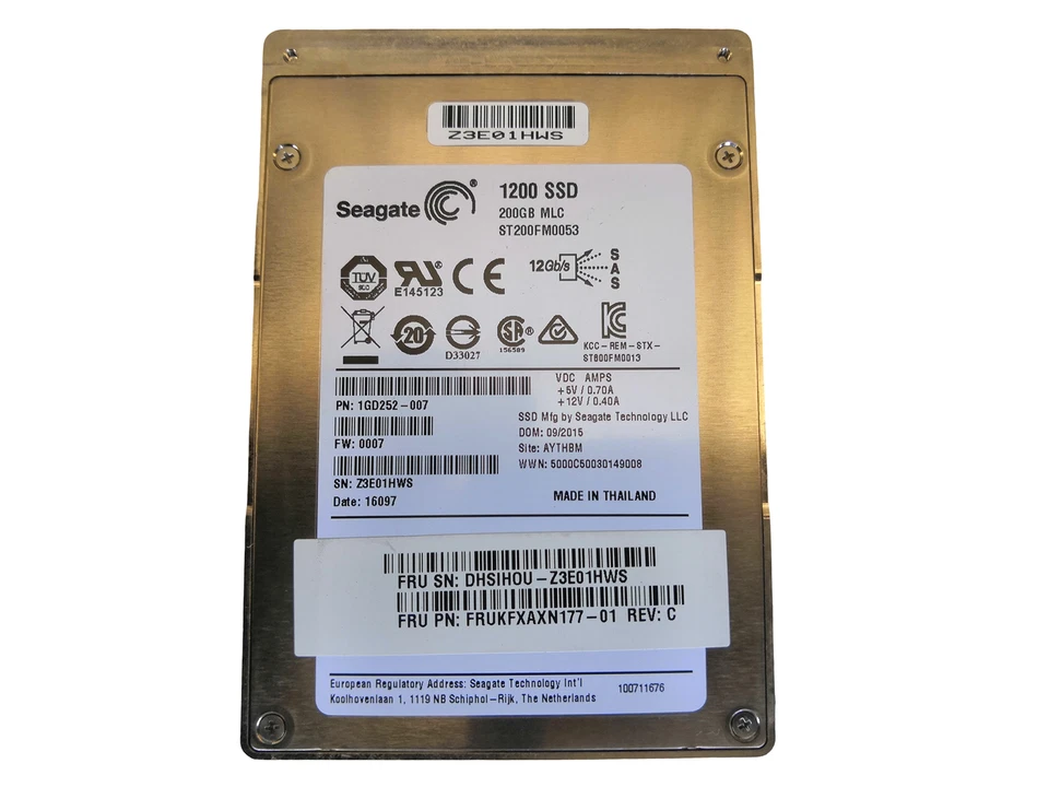 Seagate SSD SAS 2.5" 200GB 12Gbps 1200 Series MLC 1GD252-007 ST200FM0053 - Image 2 of 3