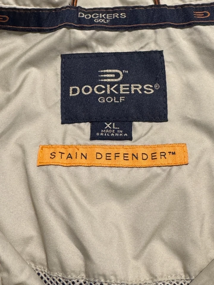 Dockers Golf Men’s Pullover XL Stain Defender Navy Beige Accents NWT Polyester - Image 2 of 4