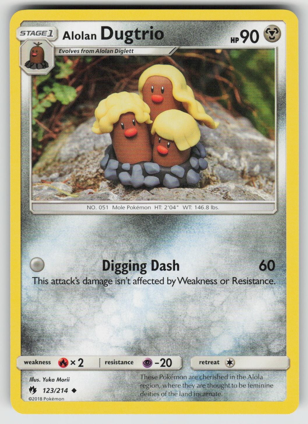 Alolan Dugtrio 123/214 Uncommon Lost Thunder Pokemon Near Mint