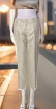 NEW GUCCI Silk-Blend Diamond Jacquard Straight Leg Center-Pressed Pants Sz 44