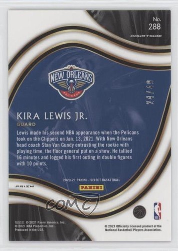 2020-21 Panini Select Courtside Red Disco Prizm 24/49 Kira Lewis Jr #288 0c6 - Picture 2 of 3