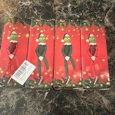 Grinch Dr. Seuss Christmas Elf Doll Ornaments Set of 4 Red Green White