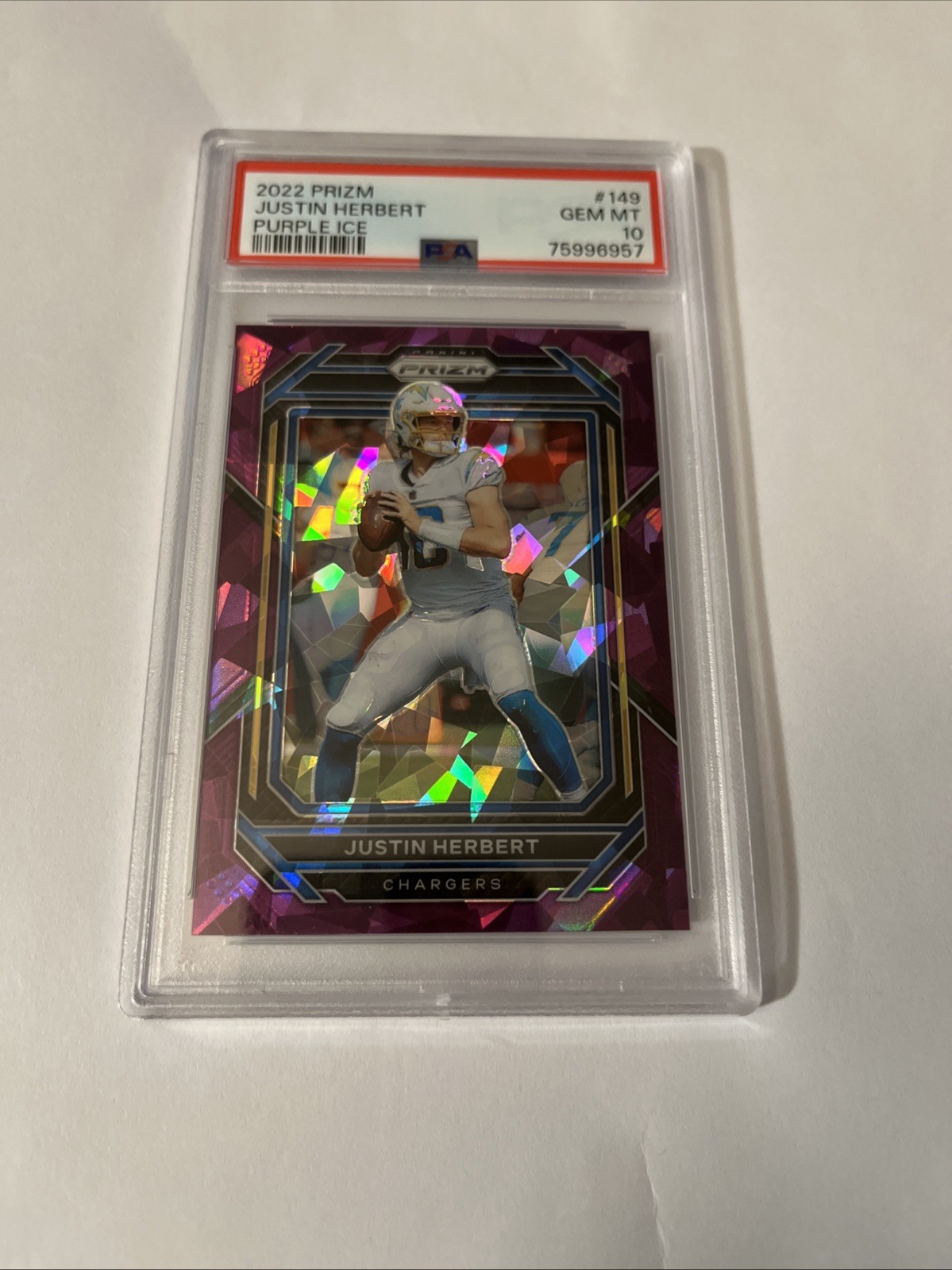 2022 Panini Prizm - Justin Herbert #149 Purple Ice Prizm #120/225