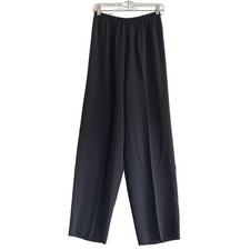 Vintage Leslie Fay Wide Leg Pants Womens 8 Black Elastic Waist Made in USA