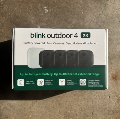 Blink Outdoor 4 XR 4-Camera Wireless 2yr Battery System w/ Sync Module XR, Black