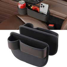2 Pack Car Seat Gap Filler with Cup Holder, Suede Car Seat Gap Plug with Storage