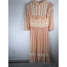vintage 1970s Gunne Sax by Jessica McClintock peach prairie Cottagecore Lace