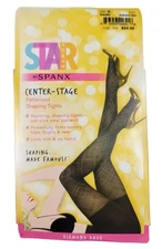 Spanx Size C Black Diamond Daze Pattern Compression Tights 2157 Star Power