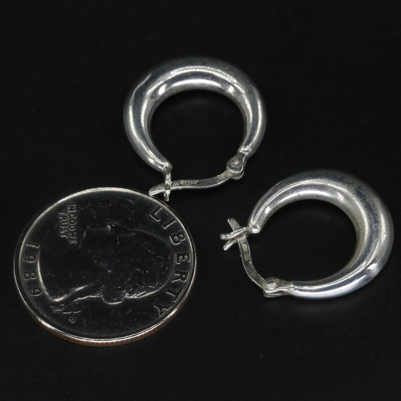 Sterling Silver - DESIGNER SU Solid Chunky Hoop E… - image 4