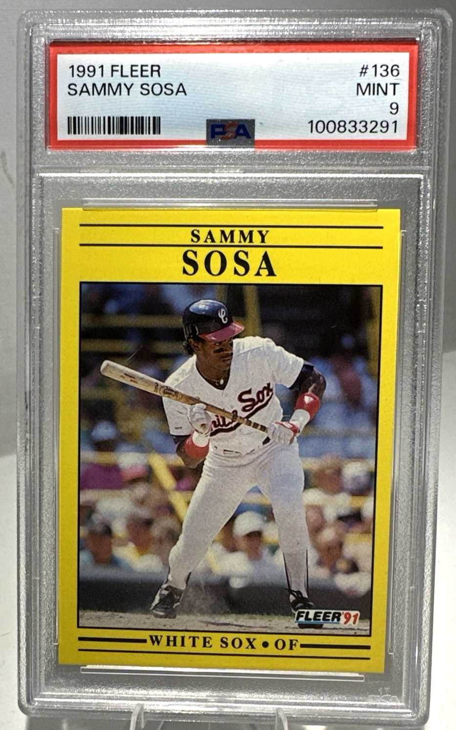 1991 Fleer Sammy Sosa #136 PSA 9 Mint Chicago White Sox MLB Star view 1