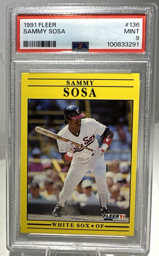 1991 Fleer Sammy Sosa #136 PSA 9 Mint Chicago White Sox MLB Star