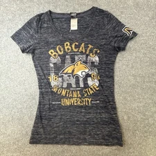 Creative Apparel Concepts Womans Montana State Bobcats T-Shirt  Heather Blue  M