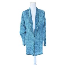 Dakota Sport Vintage 80s Acid Wash Denim Kimono Jacket Duster Made in USA Blue