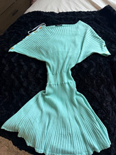 Marciano Guess Ribbed Knit Mini Dress Women's M Short Sleeve Round Neck Button