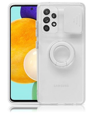 Case For Samsung A72 5G - White With Camera Protection Hand Ring