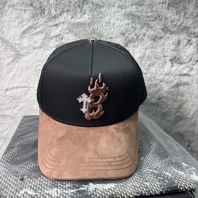 El Barbas Hats Men s Black Brown Logo Baseball Cap Adjustable One Size Suede