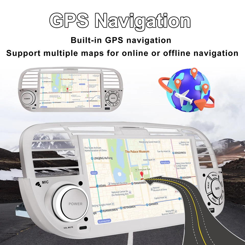 7"Per FIAT 500 2007-2015 Autoradio Stereo Android 13 GPS NAVI Bluetooth Carplay - Immagine 2 di 4