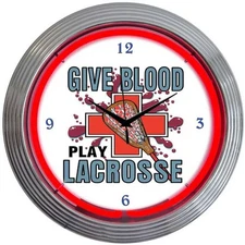 Lacrosse Neon Clock Gameroom Basement Mancave Games Sports Wall Art Decor