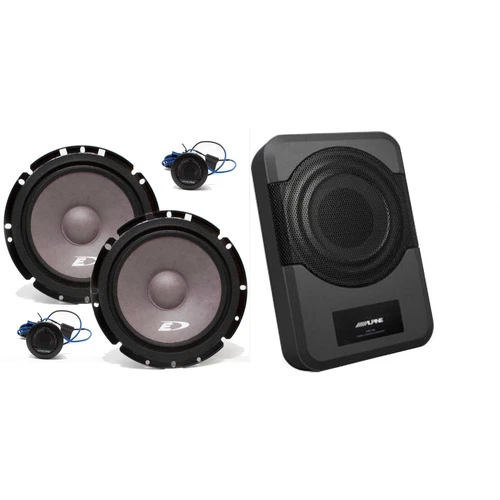 Alpine SXE-1751S 6 1/2" 2-Way Component Speakers (Pair) w/ PWE-S8 Powered 8in...