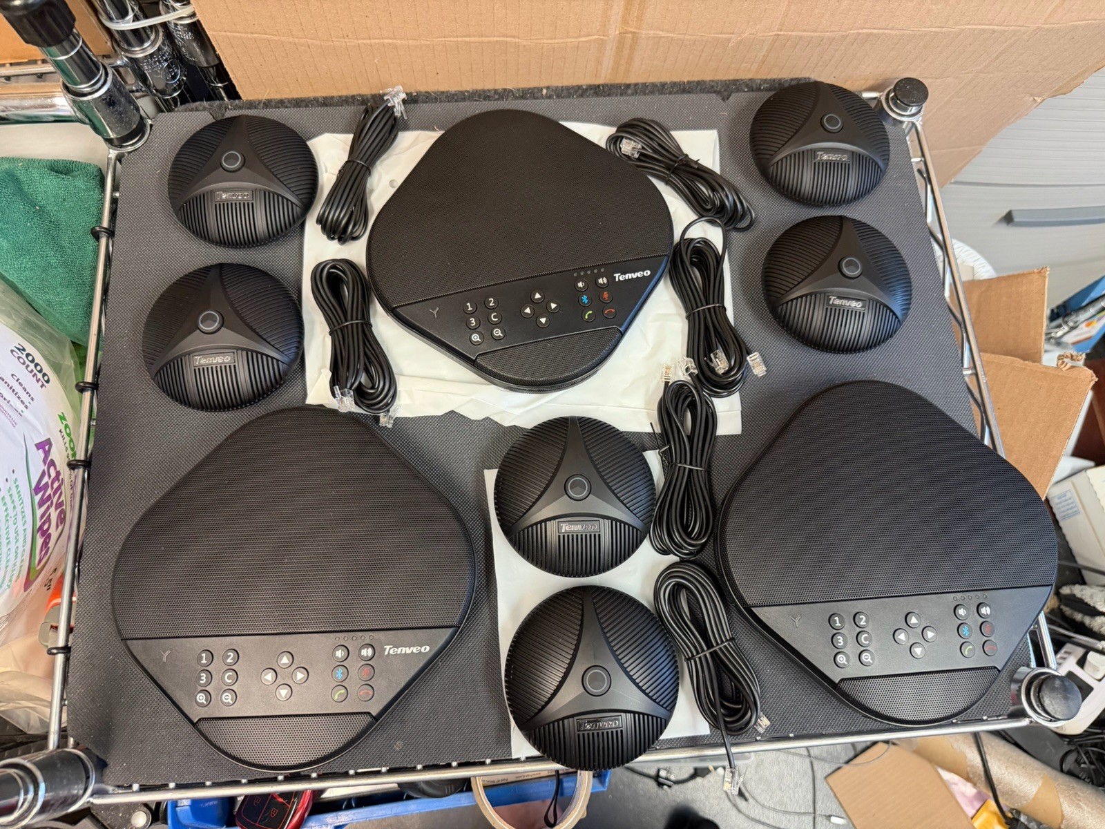Tenveo TEVO-A3000B Conference Speakerphone w/ 2 Expansion Mics & Cables