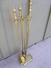 Vintage Solid Brass Fireplace Tool Set, Jewel 749