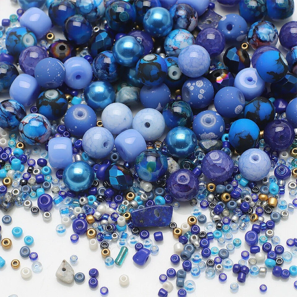 Hochwertig DIY Schmuck Basteln Set Glasperlen MIX 8mm/4mm/2mm bunt rund Perlen - Bild 4 von 4